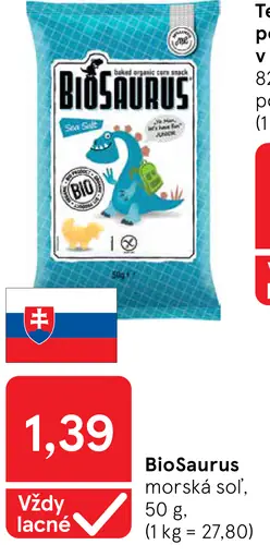 Biosaurus kukuriový snack Sea Salt