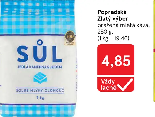 Popradská Zlatý výber pražená mletá káva