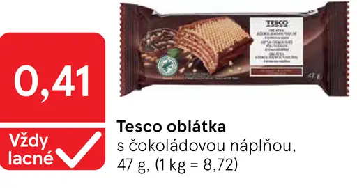 Tesco oblátka s čokoládovou náplňou