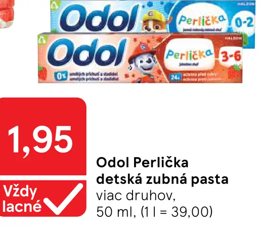 Odol Perlička detská zubná pasta, viac druhov