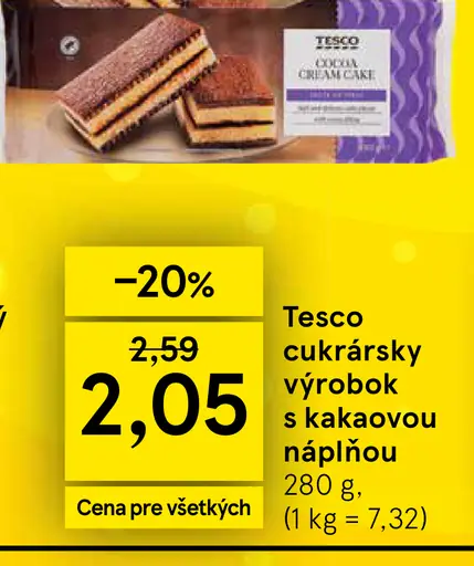 Tesco cukrársky výrobok s kakaovou náplňou