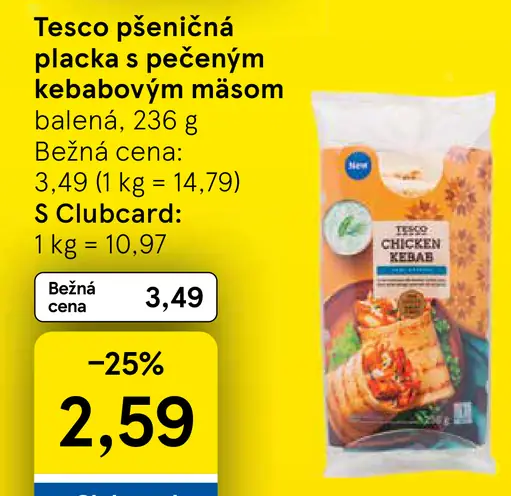 Tesco pšeničná placka s pečeným kebabovým mäsom