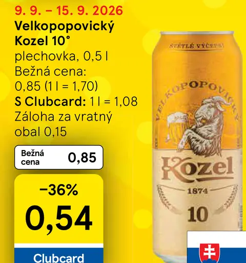 Velkopopovický Kozel 10° plechovka