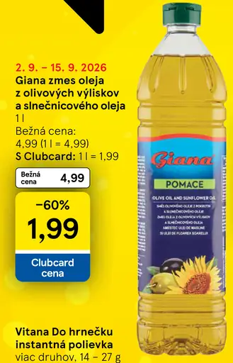 Giana zmes oleja z olivových výliskov a zo slnečnicového oleja