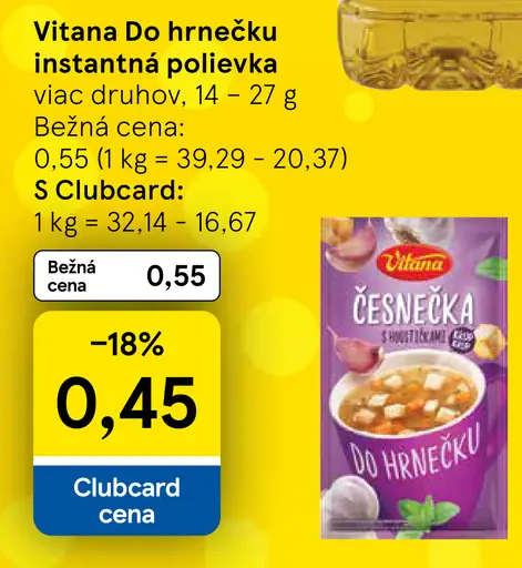 Vitana instantná polievka rôzne druhy