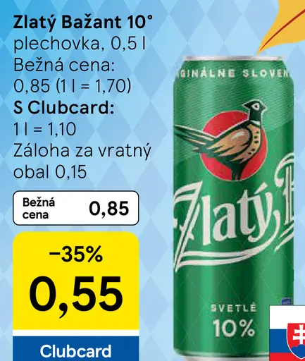 Zlatý Bažant 10° plechovka