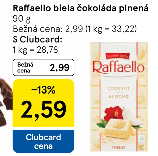 Raffaello Biela čokoláda plnená