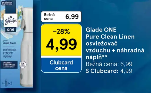 Glade ONE Pure Clean Linen osviežovač vzduchu + náhradná náplň