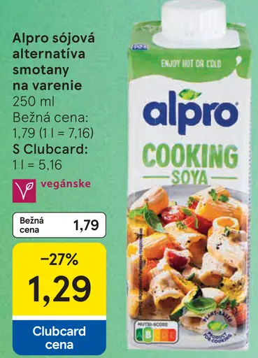 Alpro sójová alternatíva smotany na varenie