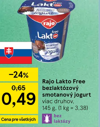 Rajo Bezlaktózový smotanový jogurt