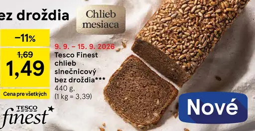 Tesco Finest chlieb slnečnicový bez droždia