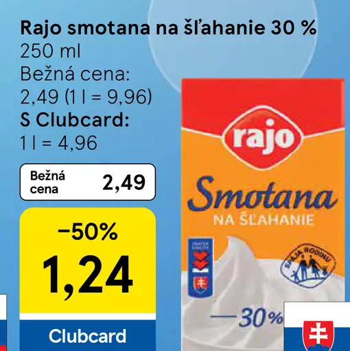 Rajo Smotana na šľahanie 30 %