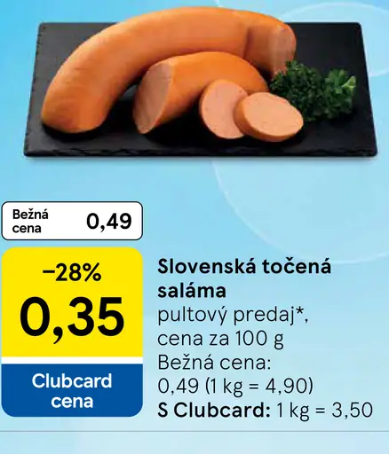 Slovenská točená saláma pultový predaj