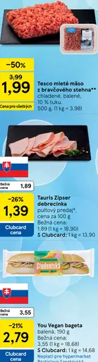 Tesco mleté mäso z bravčového pleca