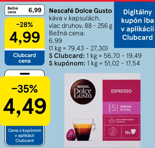 Nescafé Dolce Gusto káva v kapsulách, rôzne druhy