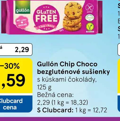 Gullón Chip Choco bezgluténové sušienky s kúskami čokolády