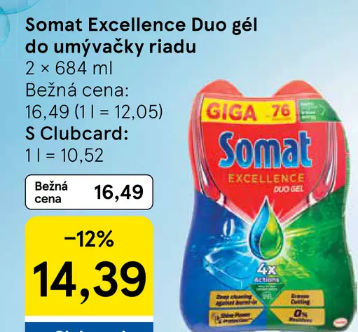 Somat Excellence Duo gél do umývačky riadu