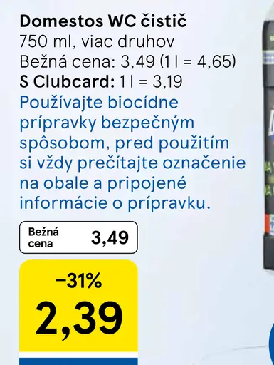 Domestos WC čistič, 2 druhy