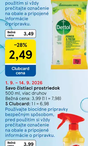 Dettol Power & Fresh antibakteriálne viacúčelové utierky