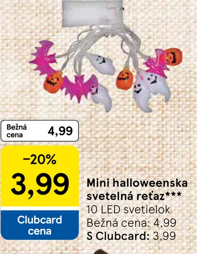 Mini halloweenska svetelná reťaz duch