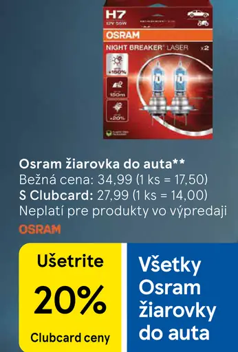 OSRAM Night Breaker Laser žiarovka do auta H7