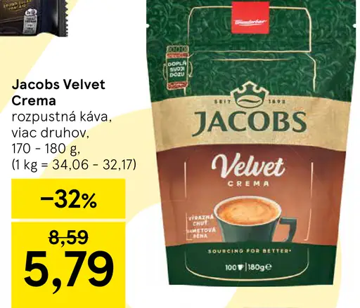 Jacobs Velvet Crema rozpustná káva