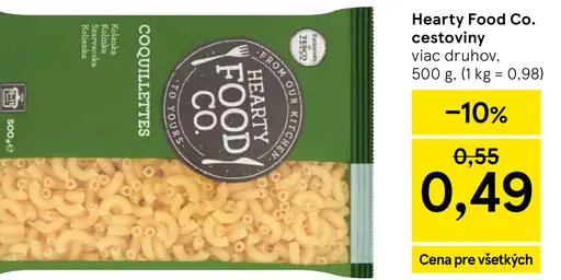 Hearty Food Co. cestoviny, rôzne druhy
