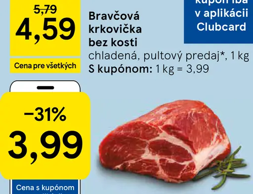 Bravčová krkovička bez kosti, plátky
