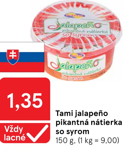 Tami Jalapeño pikantná nátierka so syrom
