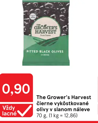 The Grower's Harvest čierne vykôstkované olivy v slanom náleve