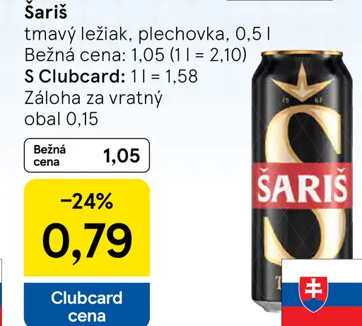 Šariš tmavý ležiak plechovka