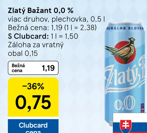 Zlatý Bažant 0,0 % rôzne druhy