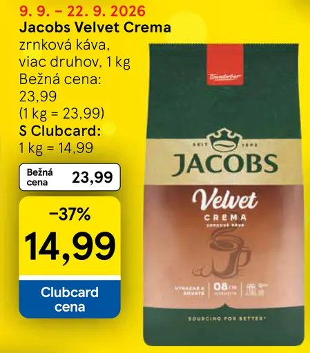 Jacobs Velvet Crema zrnková káva