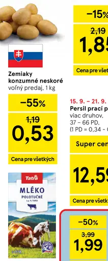 Zemiaky konzumné neskoré – cena pre všetkých