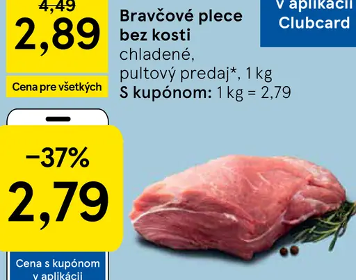 Bravčové plece bez kosti chladené