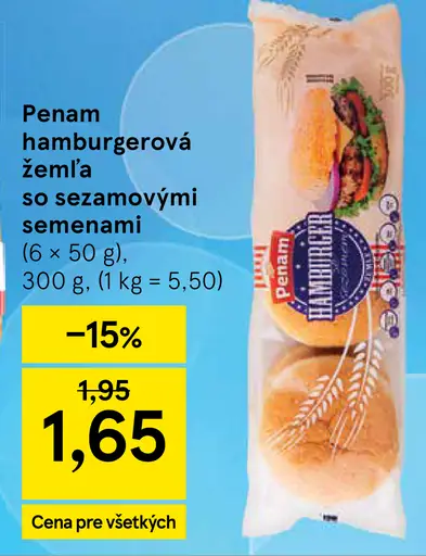 Penam hamburgerová žemľa so sezamovými semienami