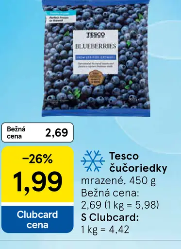 Tesco Čučoriedky mrazené