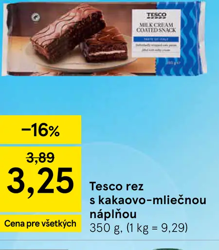 Tesco rez kakaovo-mliečnou náplňou