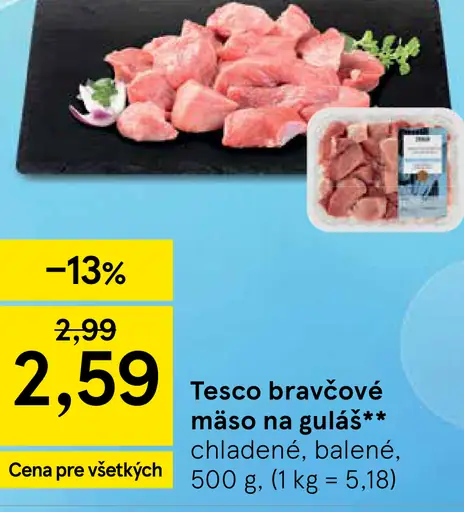 Tesco bravčové mäso na guláš