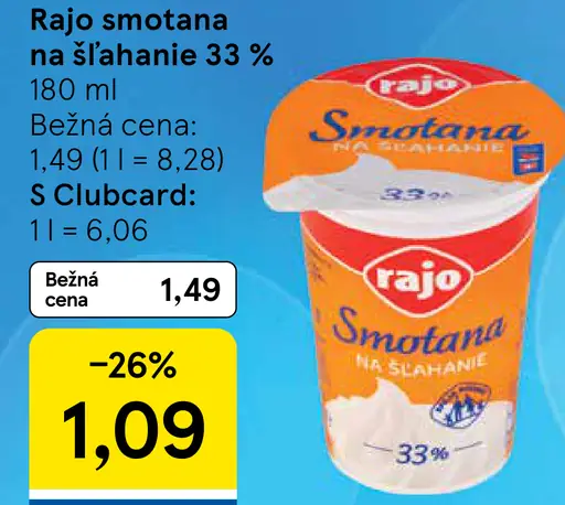 Rajo Smotana na šľahanie 33%
