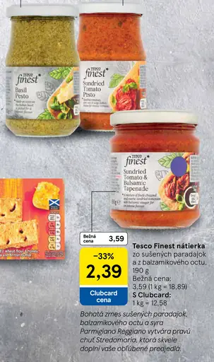 Tesco Finest nátierka zo sušených paradajok a balzamikového octu