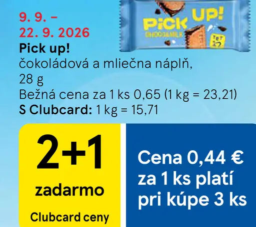 Pick up! čokoládová a mliečna náplň