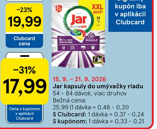 Jar kapsuly do umývačky riadu