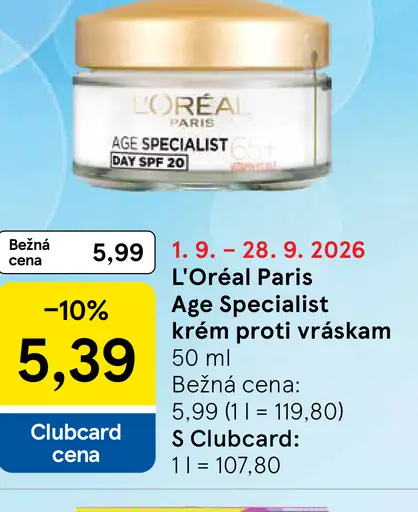 L’Oréal Paris Age Specialist denný krém proti vráskam SPF 20