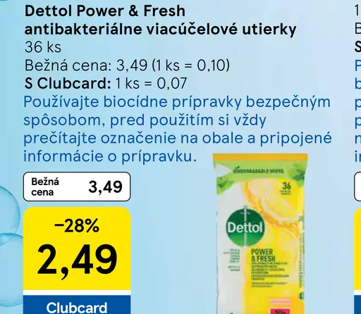 Dettol Power & Fresh antibakteriálne viacúčelové utierky