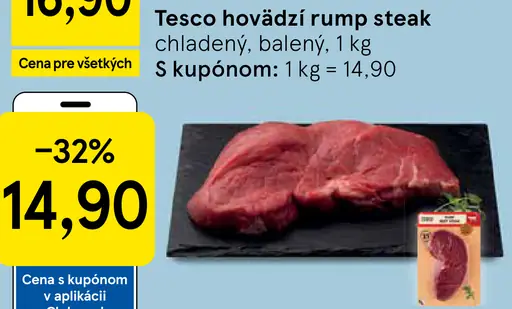 Tesco hovädzí rump steak chladený, balený