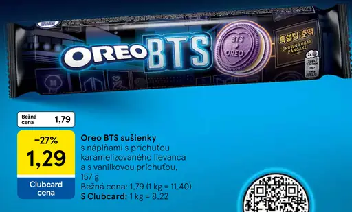 Oreo BTS sušienky s náplňami s príchuťou karamelizovaného lievanca a s vanilkovou príchuťou
