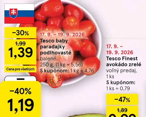 Tesco Baby paradajky podlhovasté