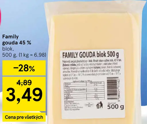 Family gouda 45 % blok