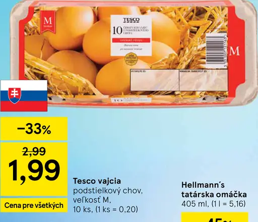 Tesco vajcia z podstielkového chovu, veľkosť M